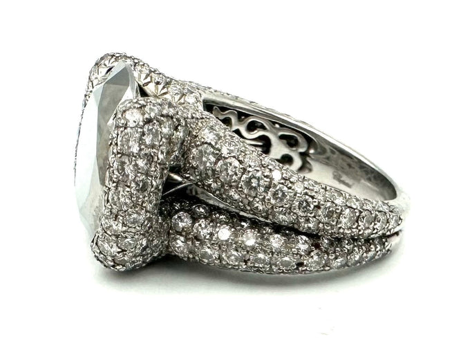 Bague 52 CHOPARD. Bague "Joaillerie" en or blanc 18K, diamants et chrome 58 Facettes