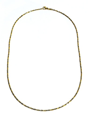 Collier Chaîne maille palmier en or jaune et blanc 18 carats 58 Facettes
