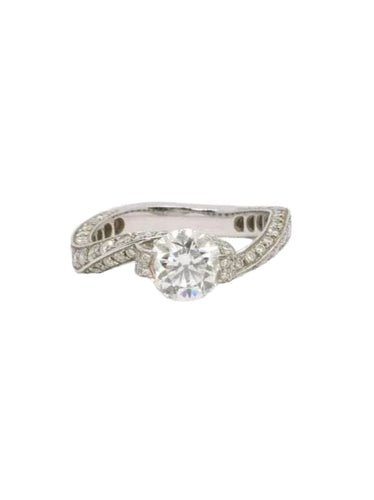 Bague 48 Bague solitaire or blanc diamants taille brillant 0,90 ct 58 Facettes 1084.2