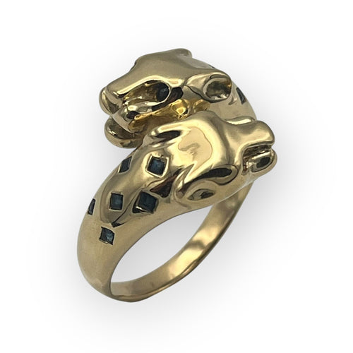 Bague 56 Bague panthère Toi & Moi or jaune et saphirs 58 Facettes 149056468