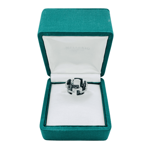 Bague 50 Bague Mellerio Graphic GM en or gris 18K et ceramique - Taille 50 58 Facettes FB07050