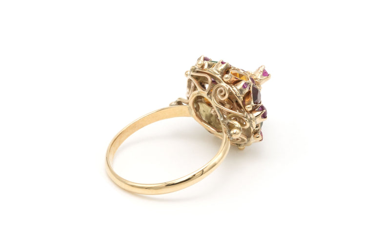 Bague 53 Bague en or jaune sertie de pierres multiples 58 Facettes B517