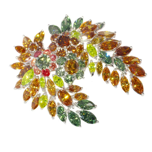 Broche Broche vintage exquise des années 1970 : une symphonie de plus de 19 carats de diamants de couleur fantaisie 58 Facettes 21092-0149
