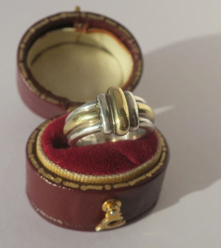 Christofle - Bague jonc vintage godrons en or 18k et argent 58 Facettes