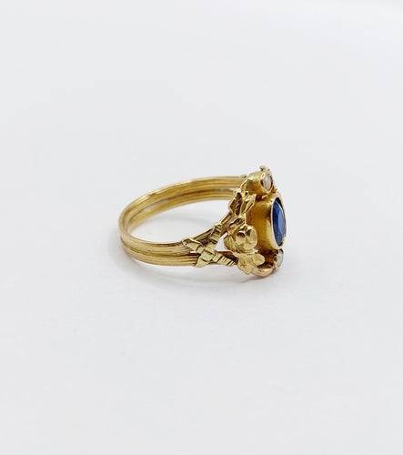 Bague 46 Bague art nouveau pierre bleue et perles en or 18k (circa 1910) 58 Facettes A06483