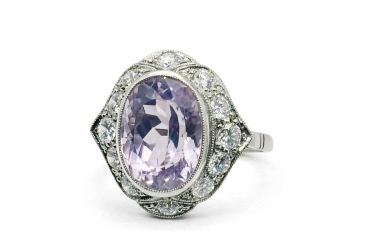 Bague 55 Bague en platine avec diamants et kunzite 58 Facettes 50336