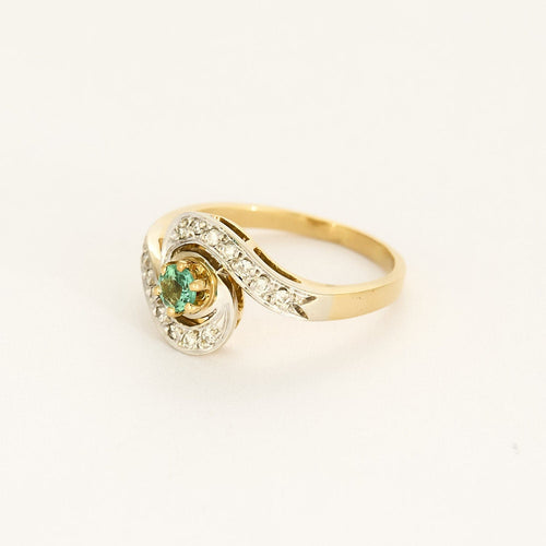 Bague 56.5 Bague en or jaune, gris, topaze et diamants 58 Facettes ROD3526