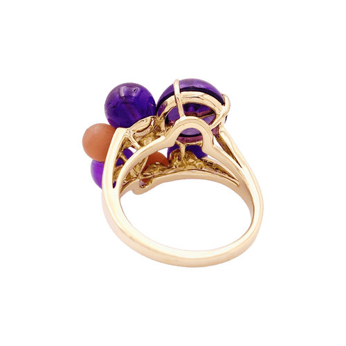 Bague 53 Bague Cartier, "Délices de Goa", or jaune, diamant, corail, améthystes. 58 Facettes 34812