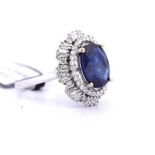 Bague 53 Bague en or avec saphir et diamant 58 Facettes