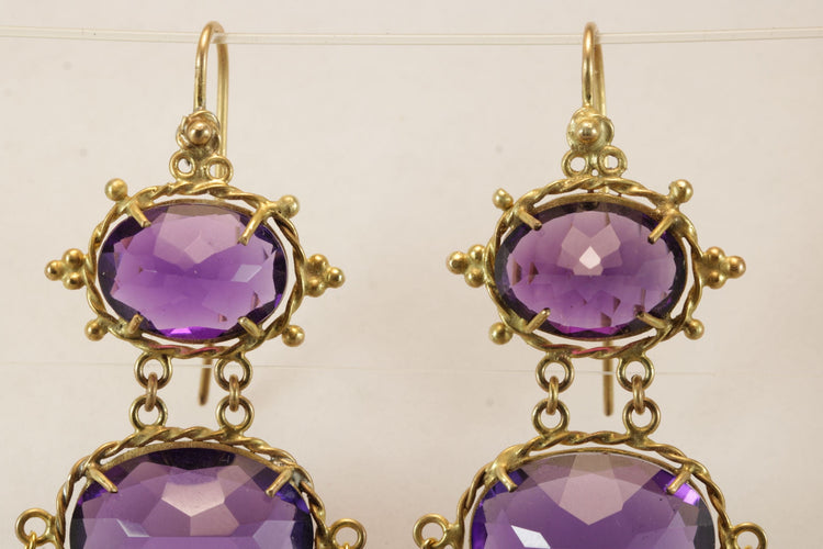 Boucles d'oreilles Boucles d'oreilles anciennes en or et améthyste 58 Facettes 7674