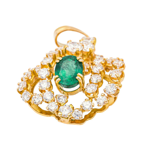 Pendentif Pendentif Or jaune Emeraude, Diamant 58 Facettes 3944482CN
