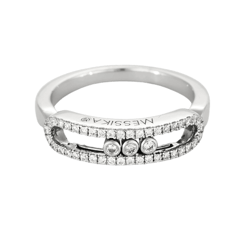 Bague 53 Messika - Bague pavée Baby Move en or gris et diamants 58 Facettes 58FC26