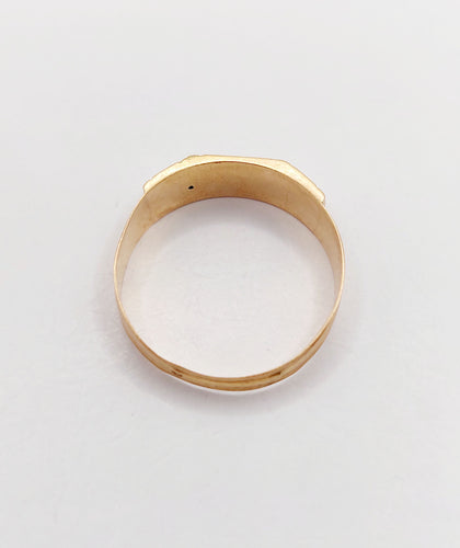 Bague 61.5 Bague chevalière victorienne en or rose 18k décorée d’émail et de fleurs 58 Facettes A06459