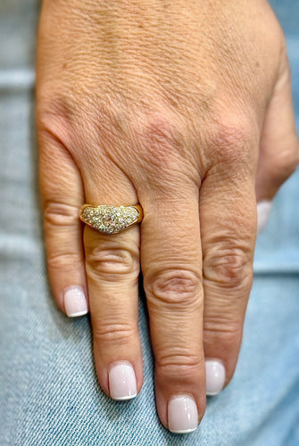 Bague ondulée or jaune et diamants