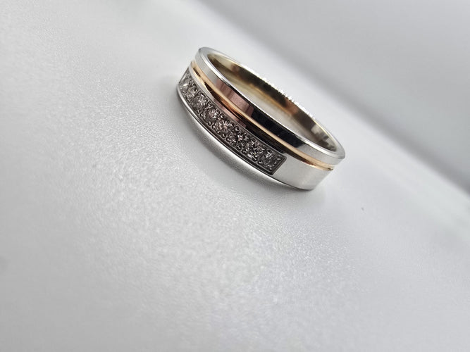 Bague 56 Bague Or Blanc Jaune / Rose sertie de diamants 58 Facettes 1-0000636/2