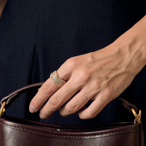 Bague 55 Bague en or jaune et diamants 58 Facettes CRE0100X3