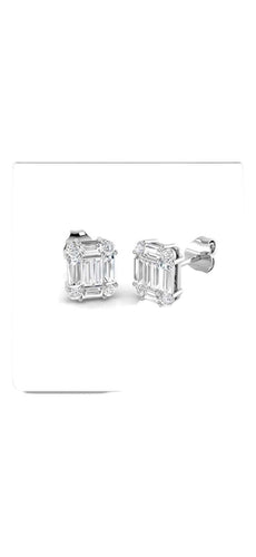 Boucles d'oreilles Clous d'oreilles diamants taille baguette 58 Facettes