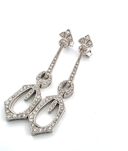 Boucles d'oreilles 1862 E - Boucles d’oreilles en platine et diamants 58 Facettes