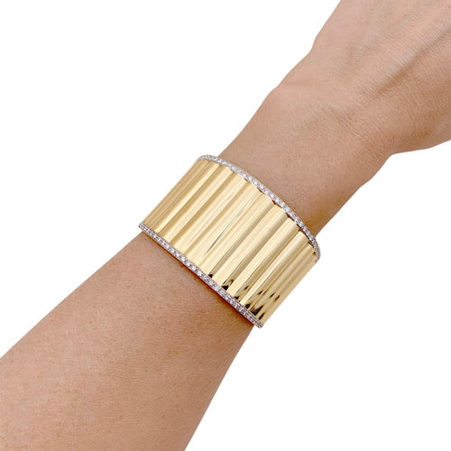 Bracelet Bracelet manchette deux ors et diamants. 58 Facettes 34786