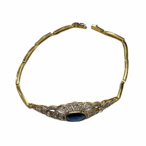 Bracelet BRACELET ART DÉCO, ÉPOQUE 1930-1935, en OR 18 kt et PLATINE avec DIAMANTS et SAPHIR 58 Facettes A2660