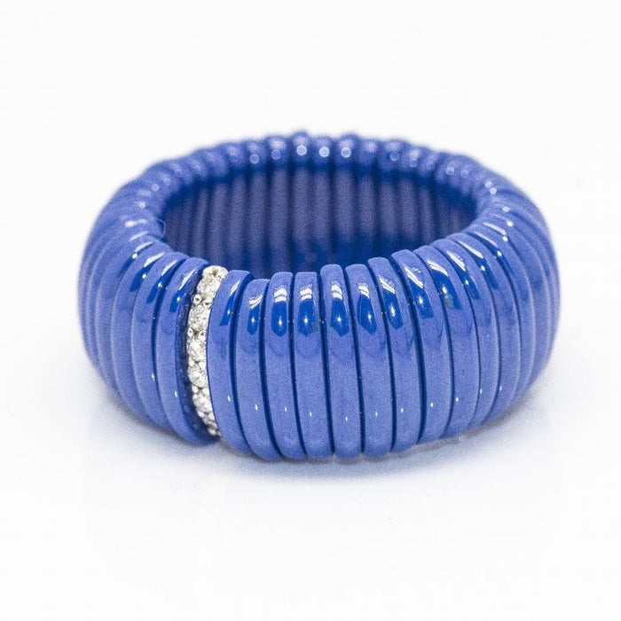 Bague 56 Bague JARRETIERE Céramique Bleue et Diamants 58 Facettes D362070SO