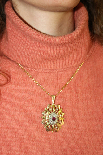 Pendentif Pendentif Broche Napoléon III trois ors diamants grenat 58 Facettes 571