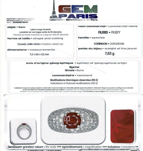 Bague 49 Bague jonc pavage diamant, rubis 1,78 carats. 58 Facettes 30945