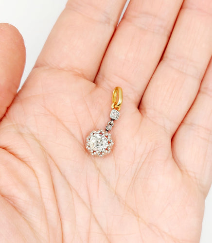 Pendentif antique taille ancienne en or 18k et platine et diamants
