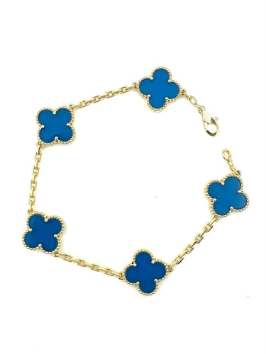 Bracelet VAN CLEEF & ARPELS. Collection "Alhambra vintage", bracelet or jaune et agate 58 Facettes