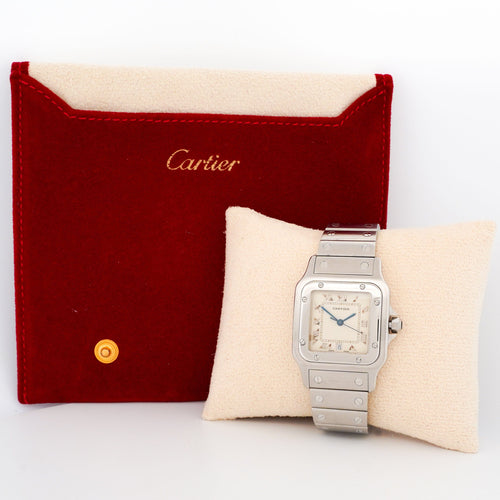 Montre Cartier - Montre Santos Galbée cadran ivoire chiffres romains bracelet acier 58 Facettes