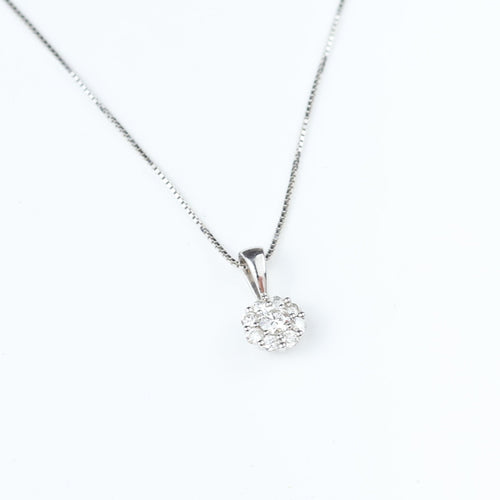 Collier Collier avec pendentif rosette en or blanc 18k et diamants 58 Facettes 159/24R