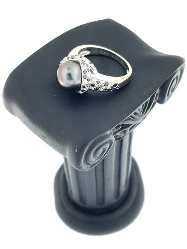 Bague 55 MAUBOUSSIN - Bague Perle Caviar or blanc et diamants noir et blanc 58 Facettes
