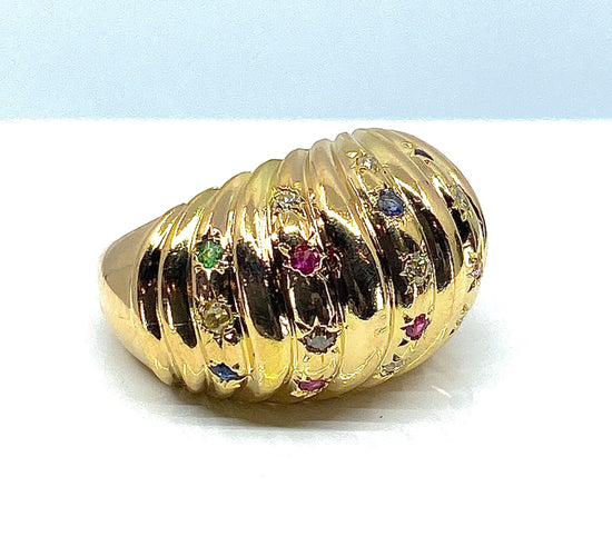 Bague Bague en or jaune 18 carats et pierres précieuses 58 Facettes AB327