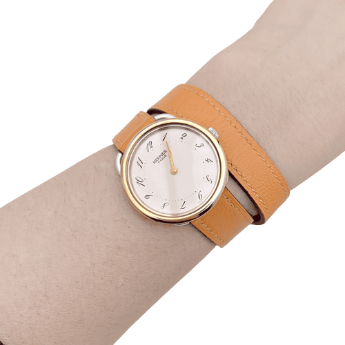 Montre Montre Hermès, "Arceau", plaqué or, acier, cuir. 58 Facettes 34466