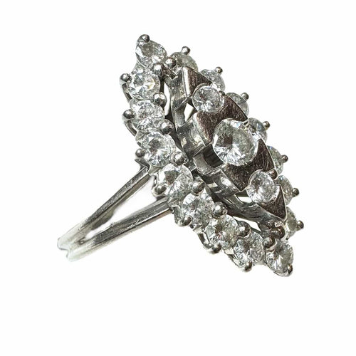 Bague 54 Bague Marquise or blanc diamants 58 Facettes