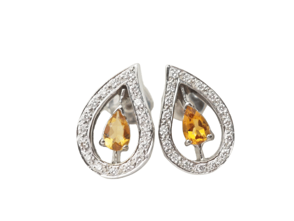 Boucles d'oreilles Boucles d'oreilles en or blanc, citrines et diamants 58 Facettes 32804 b