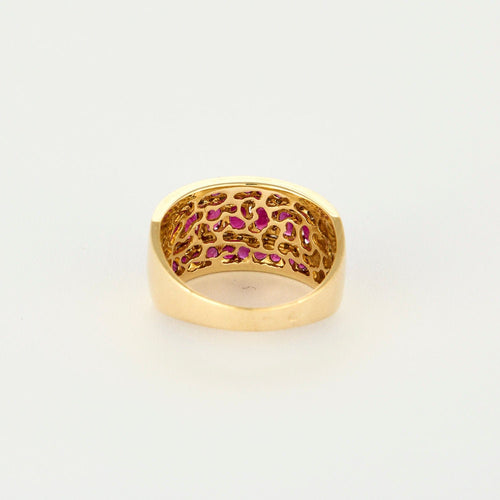 Bague 62 Bague jonc or jaune, rubis et diamants 58 Facettes 250172