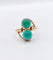 Bague 53 Bague toi et moi vintage or jaune cabochons de chrysoprases 58 Facettes A05751