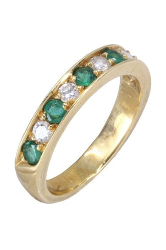 Bague 52 Demi alliance émeraudes et diamants 58 Facettes 088081