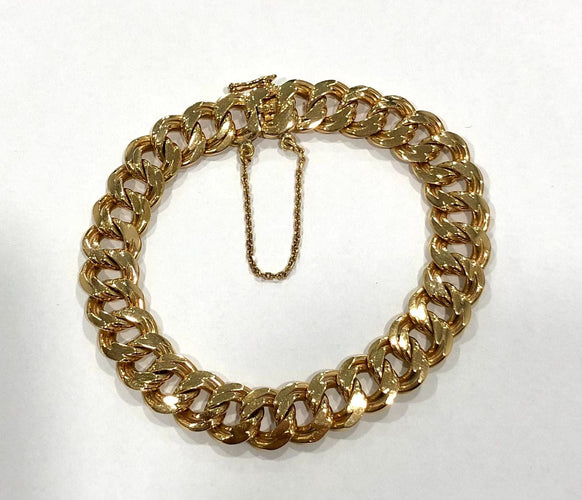 bracelet vintage massif maille gourmette or jaune