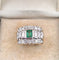 Bague 52 Bague en or jaune et blanc 18 carats avec émeraude et diamants 58 Facettes