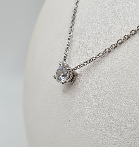 Collier Collier or blanc serti d'un diamants 58 Facettes