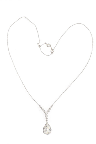 Collier Collier Art déco en platine avec diamant en forme de poire, vers 1920 – Élégance intemporelle 58 Facettes 25203-0190