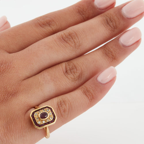 Bague 53 Bague Or jaune - Rubis et Diamants 58 Facettes RÉF 6050/08