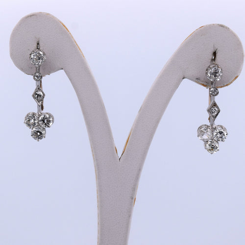 Boucles d'oreilles Boucles d'oreilles en platine et or jaune avec diamants 58 Facettes