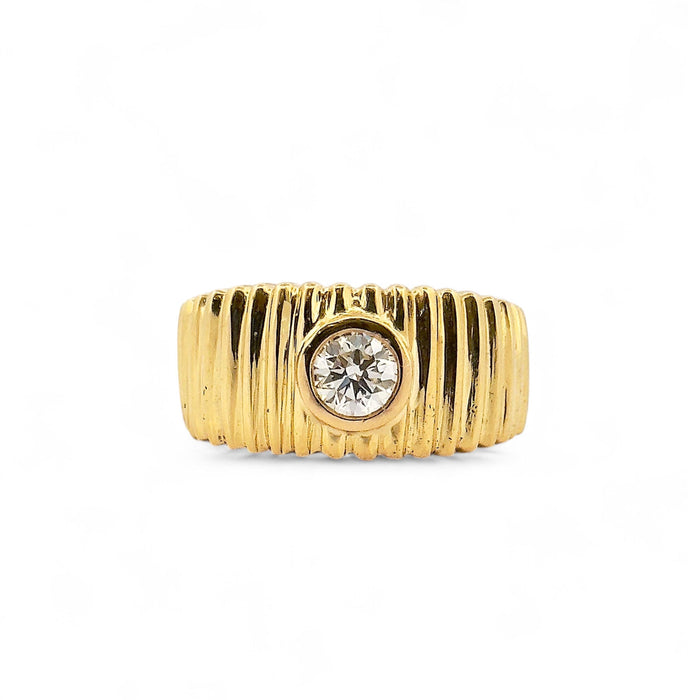 Bague 51 Bague godron or jaune et diamant 58 Facettes