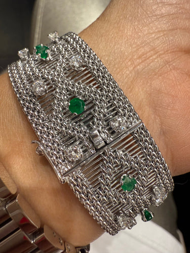 Bracelet Bracelet vintage or blanc - Diamants et émeraudes 58 Facettes 1.0000651/3