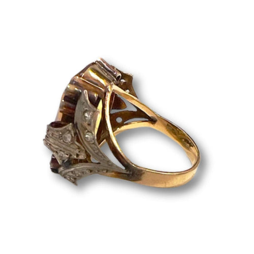 Bague 49 bague art déco en or et platine avec diamants et citrine 58 Facettes Q936 (900)