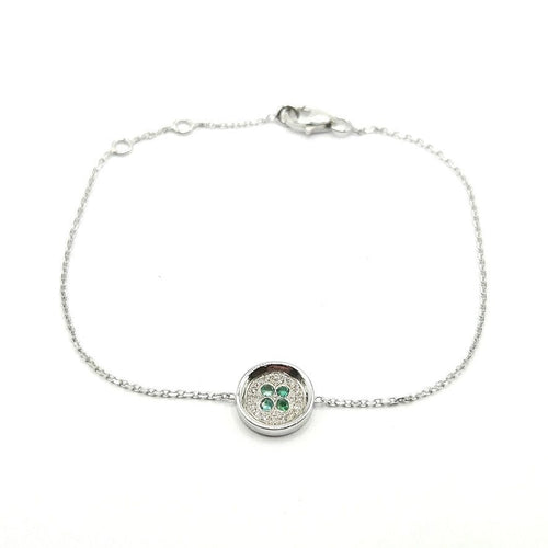 Bracelet Bracelet or blanc diamants émeraudes signé Ely Bela 58 Facettes