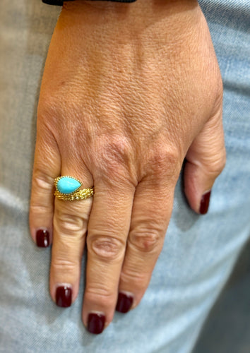 Bague vintage BOUCHERON Serpent Bohème, or et turquoise